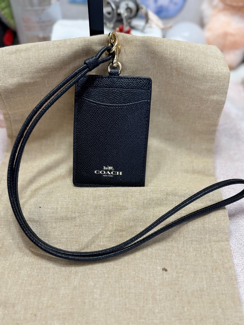 Coach Crossgrain Leather ID Lanyard Badge Holder